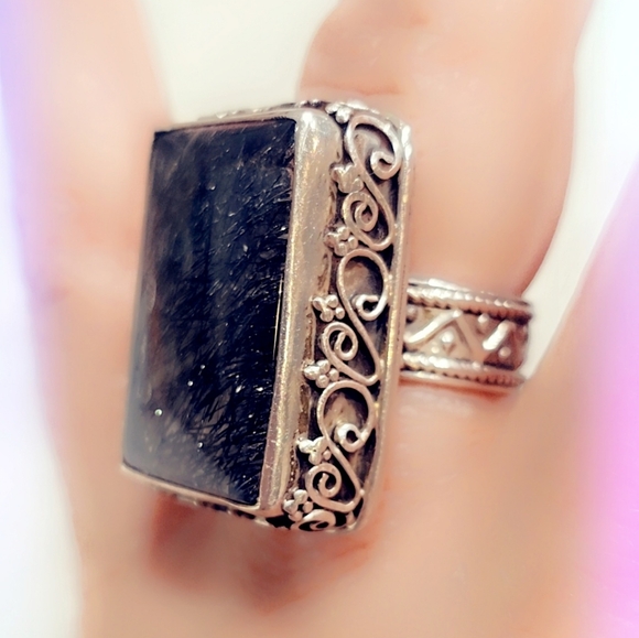 Rutilated Quartz EXTRA Fancy Sterling Silver 925 Gemstone Ring